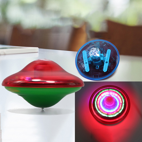 Laser Color Flash LED Light Music Gyro Peg-Top Spinner Spinning Kids Toy