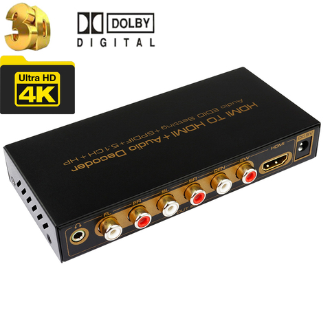 5.1Ch HDMI audio decoder extractor HDMI to HDMI+5.1CH audio decoder 4K HDMI audio extractor HDMI in to HDMI+toslink+5.1ch audio ► Photo 1/6