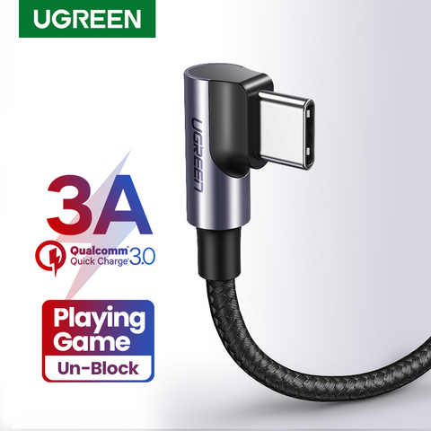 Ugreen USB C Cable for Samsung S9 S10 Plus Quick Charge 3.0 Right Angled USB Type C Fast Charger Data Cable for Game USB-C Wire ► Photo 1/6