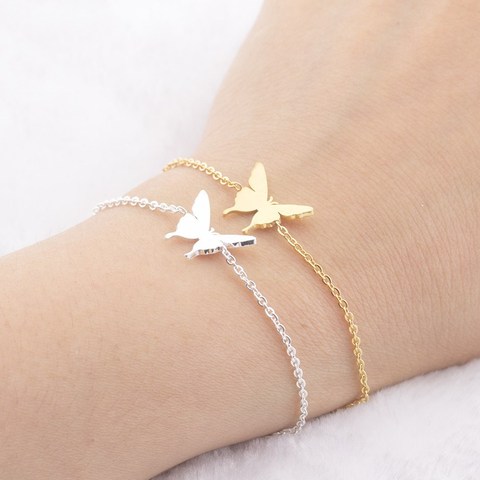 Sweet Simple Gold Butterfly Shape Bracelet for Women Female Girls Boho Jewelry Ankle Bohemian Summer Beach Handmade Accessories ► Photo 1/6