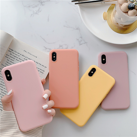 Ultra Thin Stylish Color Candy Case For iPhone 12 11 Pro X XR XS MAX 7 8 6 Plus Cute Colorful Matte Silicone soft TPU Cover ► Photo 1/6