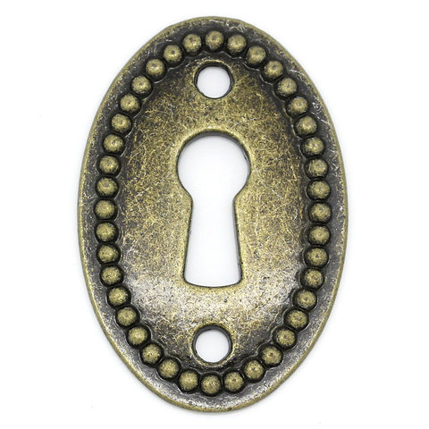 DoreenBeads 2 PCs Zinc Metal Alloy Connectors Findings Oval Antique Bronze Keyhole Pattern DIY Making Jewelry Gifts 3.7cmx2.5cm ► Photo 1/3