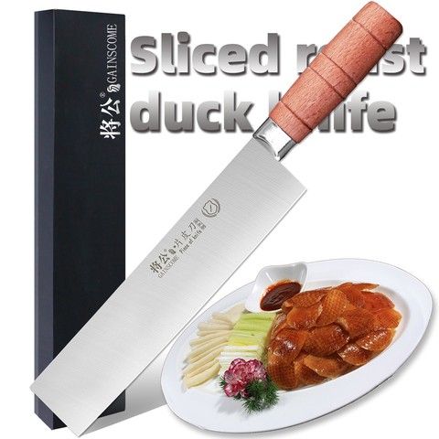 GAINSCOME Stainless Steel Chef's Knife Sharp One-Piece Knife Slicing Peking Duck Knife Solid Wood Handle Watermelon Fruit Knife ► Photo 1/6