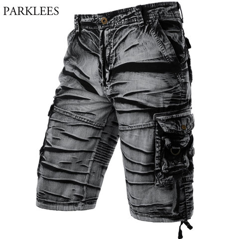 Gray Camo Cargo Shorts Men Cotton Mens Short Pants Comfortable Bermuda Masculina Relaxed Fit Multi-Pocket Pantalon Corto Hombre ► Photo 1/6