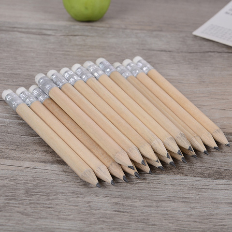 wholesale 50PCS Mini Size 10cm long Simple Wood Pencils With Eraser Log Pencil Short Size Pencil For Kids And Children ► Photo 1/6