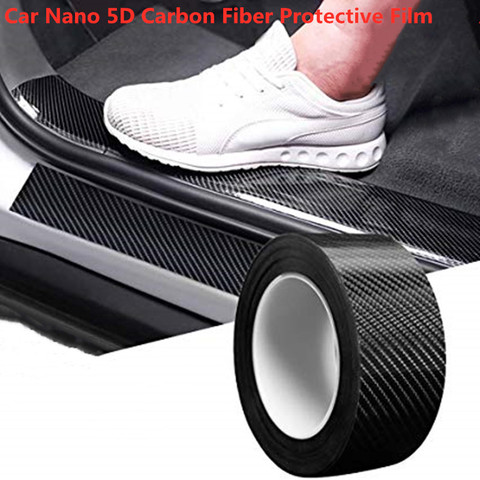 Car Door Sill Protector Bumper Protector Carbon Fiber Car Wrap Film 5D Gloss  Automotive Wrap Film Self-Adhesive Anti-Collision ► Photo 1/6