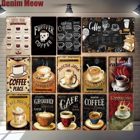 Coffee Menu For Cafe Bar Pub Wall Decor Metal Sign Vintage Home Decor Tin Signs Metal Plaque Retro Plate Shots Metal Poster A751 ► Photo 1/6