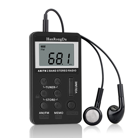 HanRongDa HRD-103 AM FM Digital Radio 2 Band Stereo Receiver Portable Mini Radio Pocket Radios with Headphones 1.5in LCD Screen ► Photo 1/6