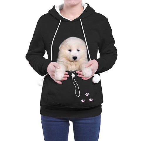 Dog Cat Lovers Women Hoodie Sweatshirts Kangaroo Dog Pet Paw Winter Pullovers Cuddle Pouch Sweatshirt Pocket Animal Ear Hooded ► Photo 1/6