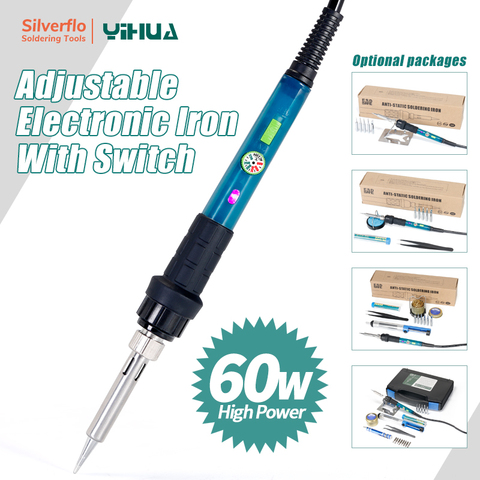 YIHUA 947-III Adjustable Soldering Iron 60W 110V 220V Electric Soldering Iron With Iron Tips Stand Welding Solder Rework ► Photo 1/5