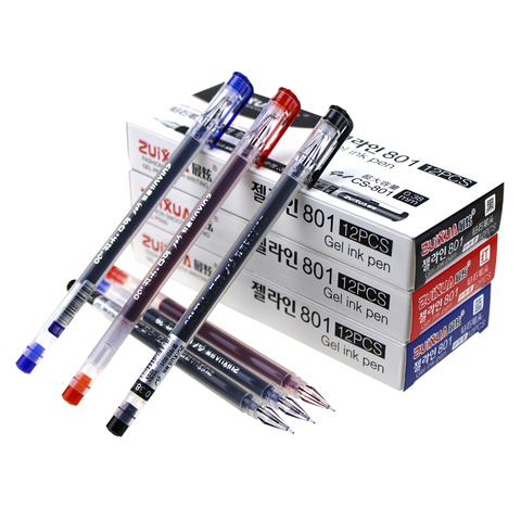Zuixua 12pcs Gel Pen 0.38mm Black/Blue/Red Ink Pen High Capacity School Pens Writing Stationery Smooth Rollerball ► Photo 1/6