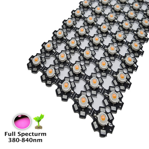100pcs/lot 3W 45mil 380nm-840nm 3.2-3.6v 700mA Full Spectrum LED Grow Light Diodes For Plant Grow with 20mm Black PCB star ► Photo 1/6