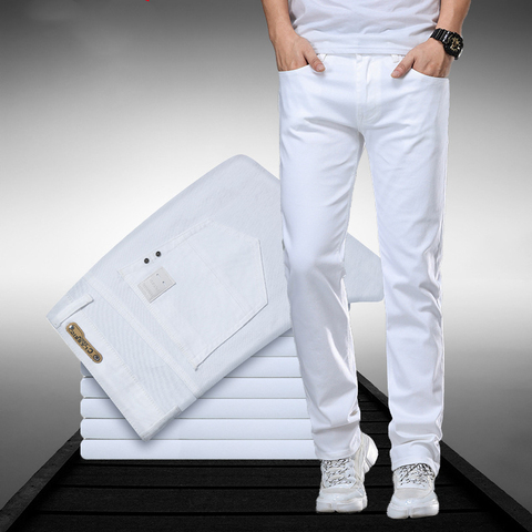 White Denim Trousers Men Baggy Jeans Slim Fit Pants Classic Jean Homme Spijkerbroeken Heren Biker High Quality Soft Fashion ► Photo 1/3