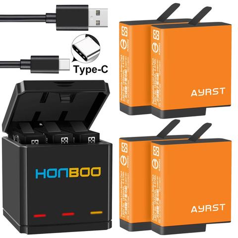 Buy Online 1680mah For Gopro Hero 7 Hero 6 Hero 5 Battery Type C Usb Triple Charger Rechargeable For Gopro Hero 7 6 5 Black Cameras Alitools