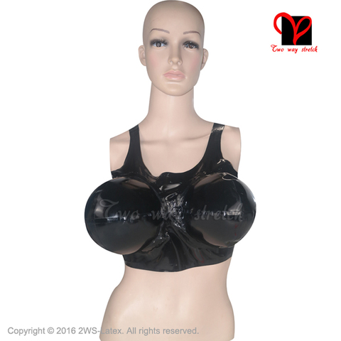 Black Sexy Latex Bra Inflatable Breasts Crop Top Rubber Lingerie Bikini Gummi Bustier Bralette Brassiere Xxxl Plus Size Ny-014 ► Photo 1/6