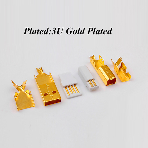 Set  USB A to B Soldering Adapter Plug 24k 3U Gold Plated Hifi For Diy USB cable ► Photo 1/6