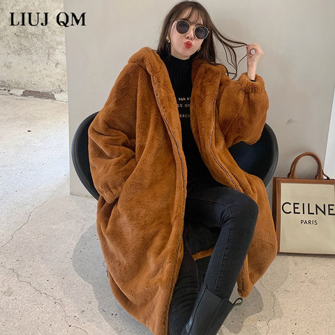 2022 Women Parka Winter clothes New Oversize Faux Fur Coat Thick Warm Long Fur Jacket Hooded Overcoat Plush Coat Winter Jackets ► Photo 1/6