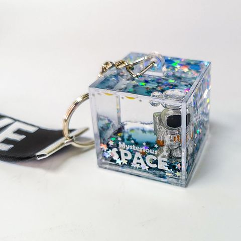 Mysterious Space Glitter Quicksand Square Keychain Astronaut Bag Charm Keyring Fashion Jewelry Space lover Gifts ► Photo 1/6
