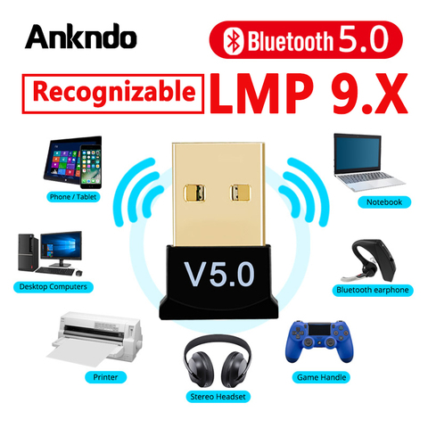 Bluetooth 5.0 Receiver USB Wireless Bluetooth Adapter Audio Dongle Sender for PC Computer Laptop Earphone LMP9.X USB Transmitter ► Photo 1/6