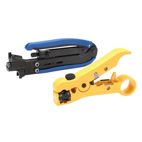RG6 RG59 RG11 Adjustable Coaxial Cable Crimper Stripper Compression Hand Tool Coax Cable Crimpers Strippers Tool ► Photo 1/6