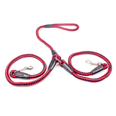 Strong Nylon Ribbon Double Dog Leash One Drag Braided Tangle For Walking Training Adjustable Size Pet Safety Traction Rope ► Photo 1/6