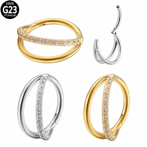 G23 Titanium Nose Ring Daith Earrings Hoop Zircon Septum Clicker Hinged Segment Ear Cartilage Tragus Helix Piercing Jewelry ► Photo 1/6