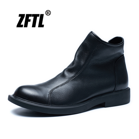 ZFTL NEW men's Martins boots male Genuine Leather handmade casual shoes men's High-top Soft bottom business men ankle boots 167 ► Photo 1/6