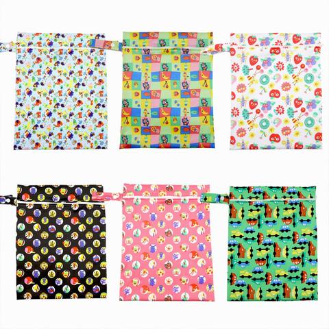 Baby Wet Bag Waterproof Reusable Wet Bag Printed Pocket Nappy Bags Travel Wet Dry Bags Mini Size 28x35cm Diaper Bag ► Photo 1/6