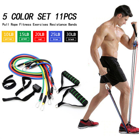 11PCS/Set Latex Resistance Bands Training Exercise Yoga Tubes Pull Rope  Rubber Expander Elastic Bands Fitness 