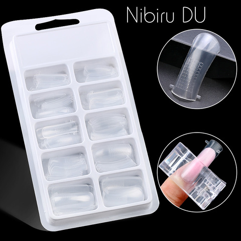 100Pcs Quick Building Poly Nail Gel Mold Tips Nail Dual Acrylic Cover Acrylic Mixed Forms Finger Extension Clear Nail Art Tool ► Photo 1/6