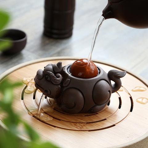 Creative Tea Pet Ornaments Zisha Tea Pet Golden Toad Tea Set Accessories Tea Art Small Monk Figure Ornaments ► Photo 1/5