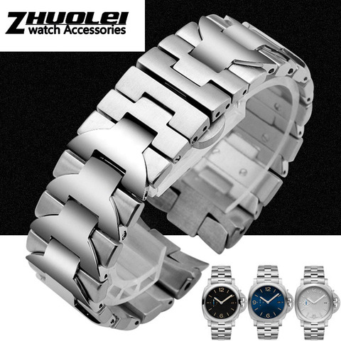 316L Stainless Steel bracelet For PAM wristband 24mm high quality silver curved end watchband ► Photo 1/6