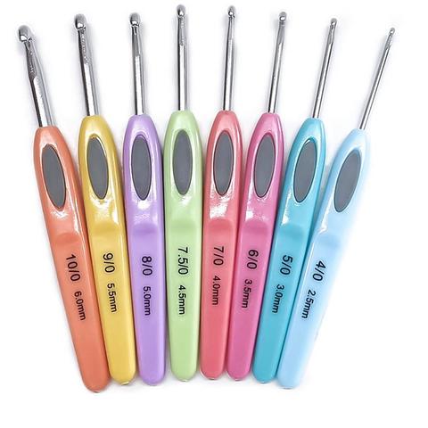 8pcs Colorful Soft Plastic Handle Alumina Crochet Hooks Knitting Needles Set 2.5-6mm Crochet for Weave Sewing Needles Tool ► Photo 1/6
