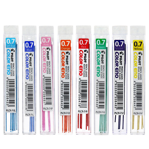 0.7mm Pilot Color Eno Mechanical Pencil Lead Red/Violet/Blue/Light Blue/Green/Yellow/Orange/Pink 8 Tubes/Pack 1 of Each Color ► Photo 1/3