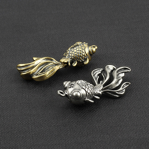 Vintage Goldfish Brass Beads Goldfish Lanyard Bead Paracord Pendant Fish Keychain DIY Pendant ► Photo 1/6