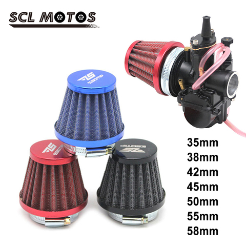 SCL MOTOS Universal 35mm 38mm 42mm 45mm 58mm Mushroom Head Motorcycle Carburetor Air Filter Cleaner Intake Pipe Modified Scooter ► Photo 1/6
