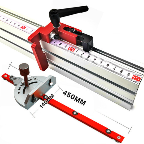 Aluminum Angle Miter Gauge Sawing Assembly Ruler Woodworking Tool 400mm Alluminium Fence with Metric Scale for Table Saw Router ► Photo 1/6