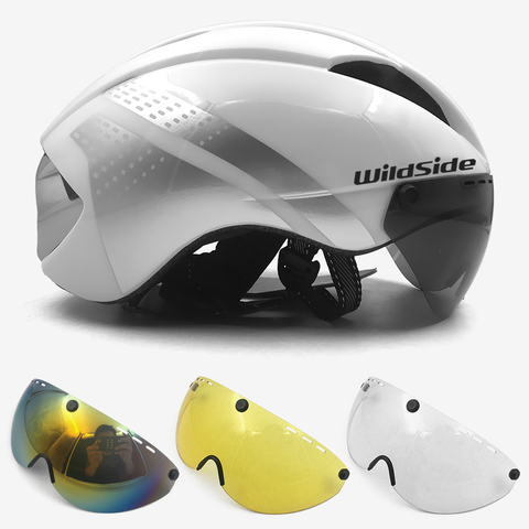 Wildside Aero Bicycle Helmet TimeTrial 3 len Cycling Helmet Magnetic Buckle Riding Helmet goggle Bike Helmet Road Casco Ciclismo ► Photo 1/6