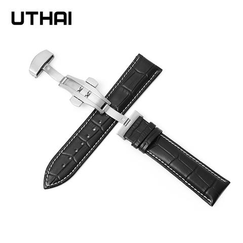 UTHAI Z09 Leather strap Watchbands 12-24 watch strap 22mm watch band Double press automatic butterfly clasp ► Photo 1/6