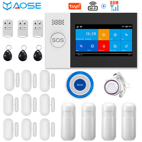 YAOSE TUYA WIFI&GSM 4.3 Inch Full Touch Smart Home Alarm Security System With Wireless Indoor Mini Siren ► Photo 1/6