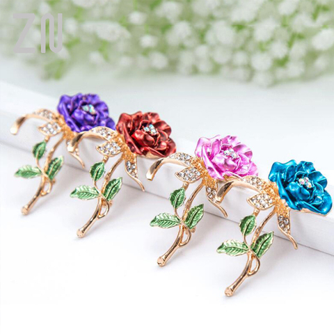 ZN 2022 New1 PCS Red Rose Flower Brooch Garment Accessories Wedding Bridal Jewelry Crystal Brooches for Men /Women ► Photo 1/6