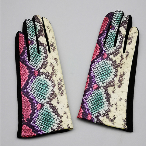 Female Winter Warm Leopard Suede Leather Touch Screen Gloves  Women Sexy Zebra Pattern Cashmere Thicken Driving Gloves H94 ► Photo 1/6