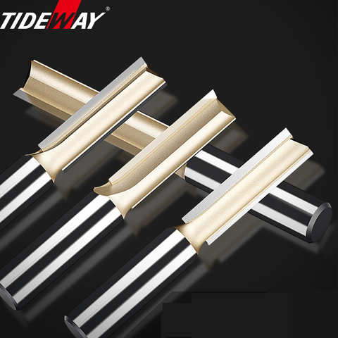 Tideway Straight Router Bits 1/2 1/4 Shank Double Flute Plunge Milling Cutter Carbide Tipped Woodworking Trimming Slotting Tool ► Photo 1/6