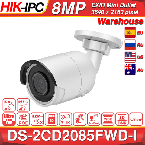 Hikvision Original 8MP IP Camera DS-2CD2085FWD-I Bullet Network CCTV Camera Updateable POE WDR POE SD Card Slot OEM ► Photo 1/6