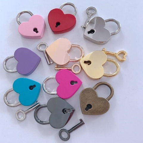 Heart Shape Padlocks Vintage Old Antique Style Mini Padlocks With Key Lock for Travel Wedding Jewelry Box Diary Book Suitcase ► Photo 1/4