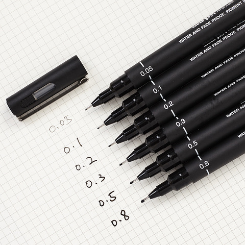 6 pcs  Hook Line Pen 0.05 0.1 0.2 0.3 0.5 0.8mm Engineering Drawing Office Writing Gift Pen Black Ink Gel Pen ► Photo 1/3