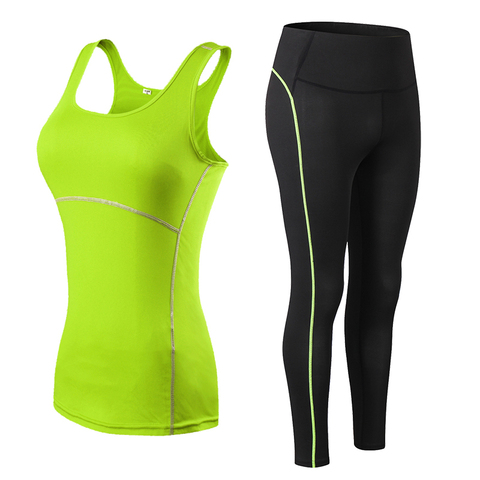 Women Fitness Suit Yoga Sets Gym Sleeveless Vest + Pants Running Tights Workout Sportswear Yoga Leggings yoga suit ► Photo 1/6