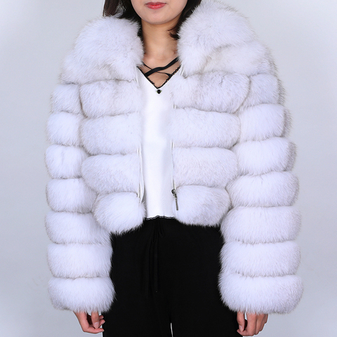 Natural real fox fur jacket ladies winter natural fur vest jacket fashion leather jacket real fox fur vest jacket fox round neck ► Photo 1/6