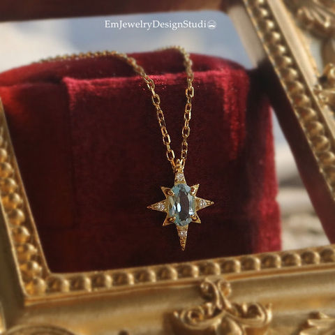 New designer original six-pointed star topaz pendant necklace retro light luxury noble shining charm lady silver jewelry ► Photo 1/6