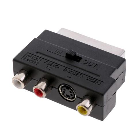 21Pin Scart Adaptor AV Block to 3 RCA Phono Composite S-Video with in/out Switch Scart Adaptor AV Block ► Photo 1/2